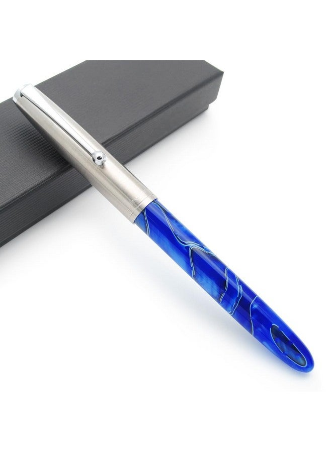 czxwyst JINHAO 51A Celluloid Acrylic Fountain Pen Steel Cap (Phantom Blue, Extra Fine Nib 0.38mm)  - Image 1