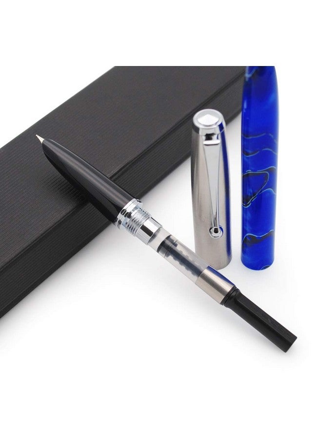 czxwyst JINHAO 51A Celluloid Acrylic Fountain Pen Steel Cap (Phantom Blue, Extra Fine Nib 0.38mm)  - Image 3