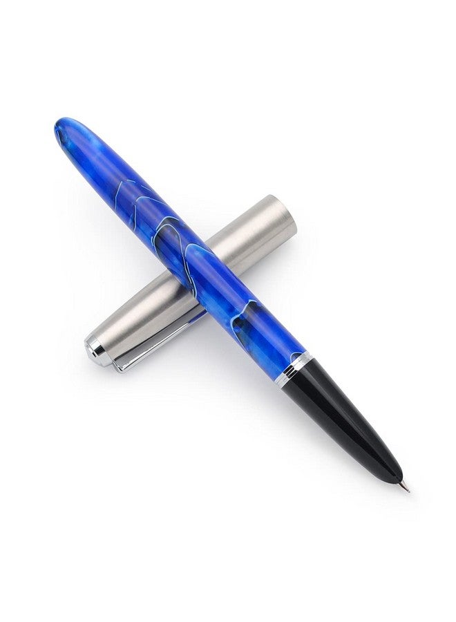czxwyst JINHAO 51A Celluloid Acrylic Fountain Pen Steel Cap (Phantom Blue, Extra Fine Nib 0.38mm)  - Image 5