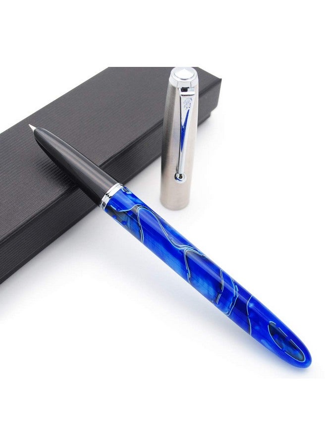 czxwyst JINHAO 51A Celluloid Acrylic Fountain Pen Steel Cap (Phantom Blue, Extra Fine Nib 0.38mm)  - Image 2