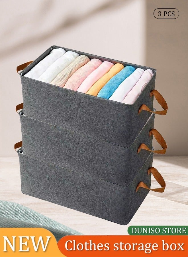 DUNISO 3-piece foldable wardrobe organizer, storage box, clothing pants, under bed storage box, wardrobe folding storage bag, toy storage box - Image 1