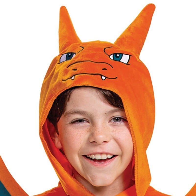 Disguise Charizard Costume for Kids, Official Pokemon Costume Hooded Jumpsuit, Child Size Medium (7-8) - Image 3