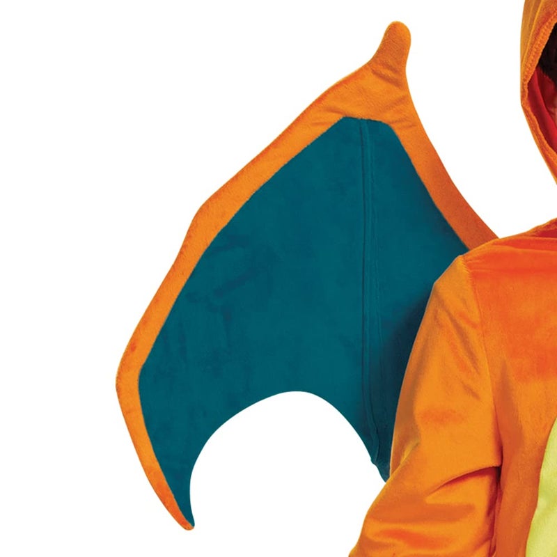 Disguise Charizard Costume for Kids, Official Pokemon Costume Hooded Jumpsuit, Child Size Medium (7-8) - Image 4