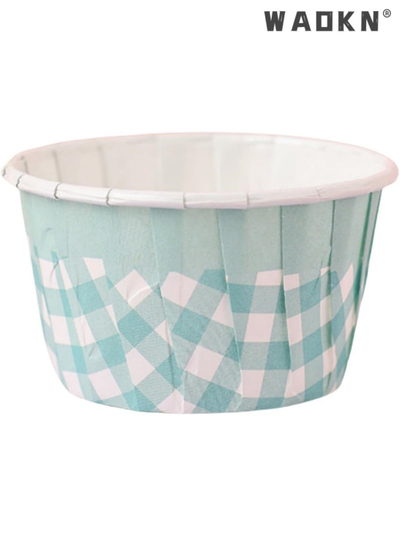 WAOKN Pack of 50 Disposable Roll-Up Cups Baking Paper For Cupcakes Paper Muffin Cupcake Moulds Baking Cups Muffin Moulds for Wedding Birthday Party Blue - Image 1