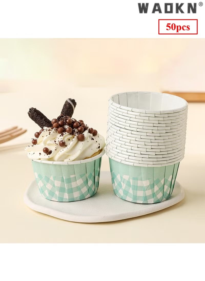 WAOKN Pack of 50 Disposable Roll-Up Cups Baking Paper For Cupcakes Paper Muffin Cupcake Moulds Baking Cups Muffin Moulds for Wedding Birthday Party Blue - Image 2