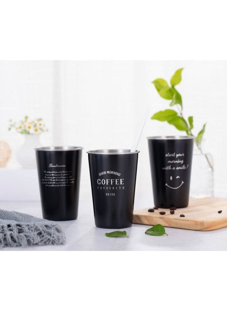 Exlene 5 piece 500ml Ins Industry Style 304 Stainless Steel Spray Paint Beer Cup Cold Water Drinks Cup Household Office Use Gargle Cup  - Image 4