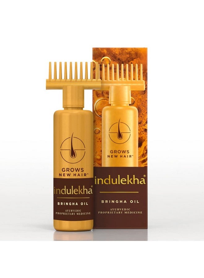 INDULEKHA زيت الشعر إندوليكا برينغا، زيت شعر أيورفيدي، 250 مل، للتحكم في تساقط الشعر، مع الأملا وزيت جوز الهند، مع مشط للتطبيق - Image 1