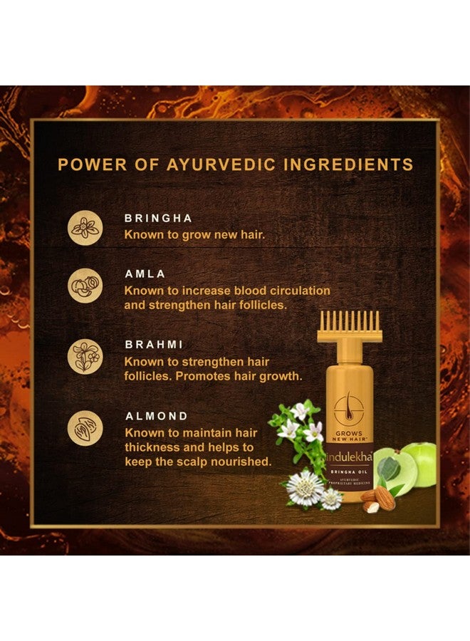 INDULEKHA زيت الشعر إندوليكا برينغا، زيت شعر أيورفيدي، 250 مل، للتحكم في تساقط الشعر، مع الأملا وزيت جوز الهند، مع مشط للتطبيق - Image 4