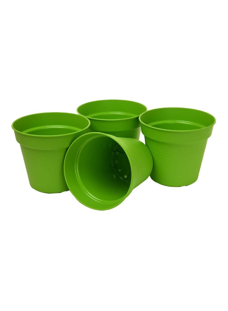 Mintra Round Flower Pot Planters Large - Pack of 4 with bottom tray - Plastic | Color - Light Green | Size - 19x19x17cm | Asthetically Decorate Your Terrace, Garden or Patio. Ideal for outdoor or indoors - Image 4