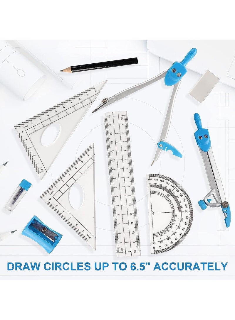 general Geometry Kit, 10-piece maths geometry kit including ruler, protractor, compass, eraser, pencil sharpener, pencil sharpener and drawing pencil - Image 4