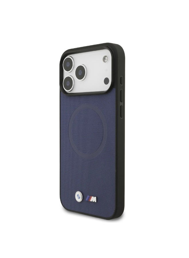 BMW iPhone 17 Pro Max MagSafe Case Full Wrapped Leather with Metal Logos / Slim profile / MagSafe / Drop Protection / Easy Snap On / Back Cover - Dark Blue - Image 5