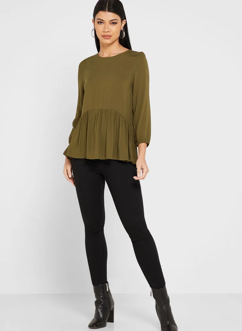 VERO MODA Round Neck Balloon Sleeves Top