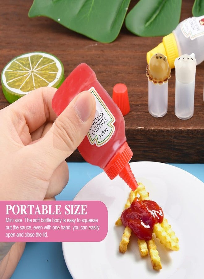 CALIDAKA 55Pcs Kids Bento Box Accessories Including Animal Food Picks Mini Condiment Bottles Ketchup Squeeze Bottle,Salad Dressing Container for Camping Kids Box Accessories - Image 4