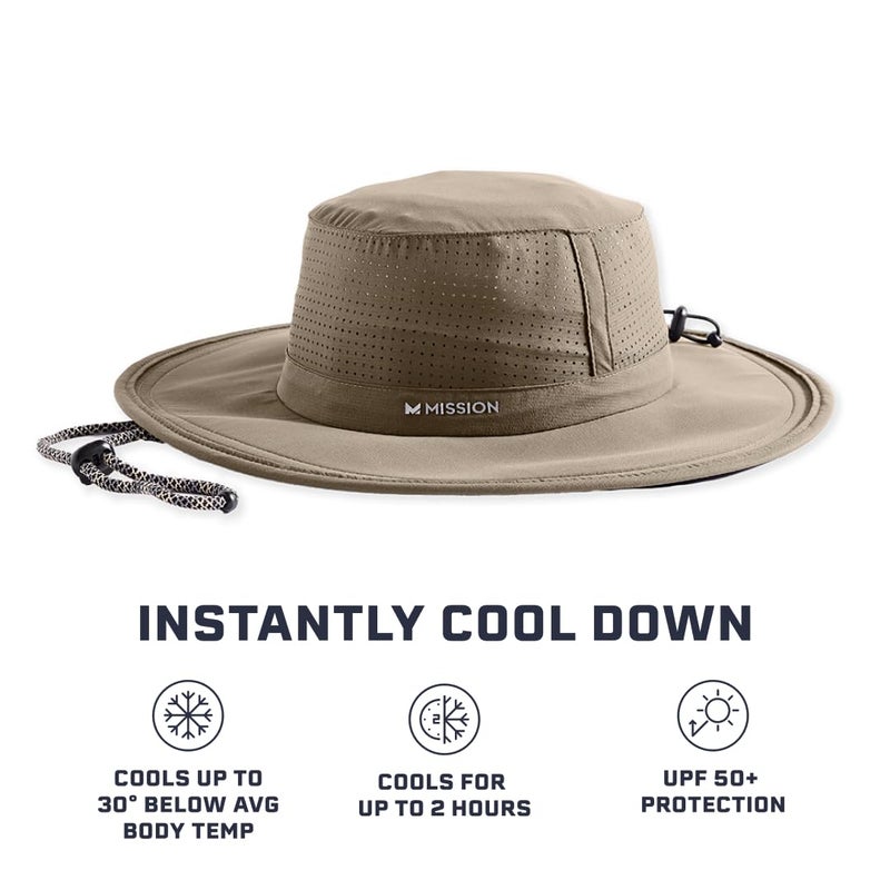 MISSION Cooling UPF Boonie Hat - Unisex Sun Hat for Hiking, Beach & Fishing - Sweat & Water Activated Technology - (Khaki) - Image 2