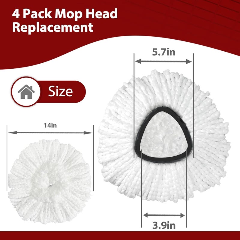 Nuorest Mop Head Replacement, 4 Pack Spin Mop Refill Replace Head Compatible for O-Cedar RinseClean 1-Tank System, Microfiber Machine Washable, Not Easy to Dislodge - Image 3
