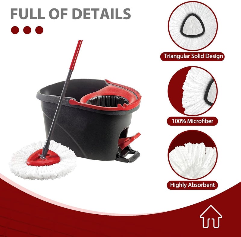 Nuorest Mop Head Replacement, 4 Pack Spin Mop Refill Replace Head Compatible for O-Cedar RinseClean 1-Tank System, Microfiber Machine Washable, Not Easy to Dislodge - Image 4