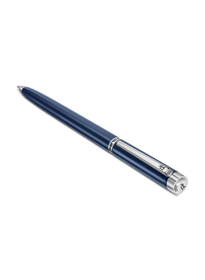 POLICE Tisa Stainless Steel Trims Twist Ballpoint Pen for Men, Blue Ink