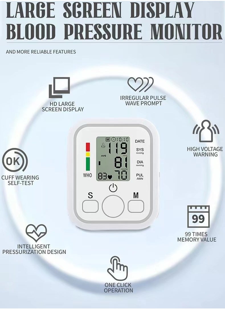 Generic - Automatic Upper Arm Health Blood Pressure Monitor Dual Users x99 Readings Health Blood Pressure Machine for Home Use with Voice and LCD Digital Display(Arabic Voice) - Image 1