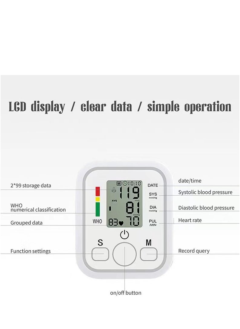Generic - Automatic Upper Arm Health Blood Pressure Monitor Dual Users x99 Readings Health Blood Pressure Machine for Home Use with Voice and LCD Digital Display(Arabic Voice) - Image 1