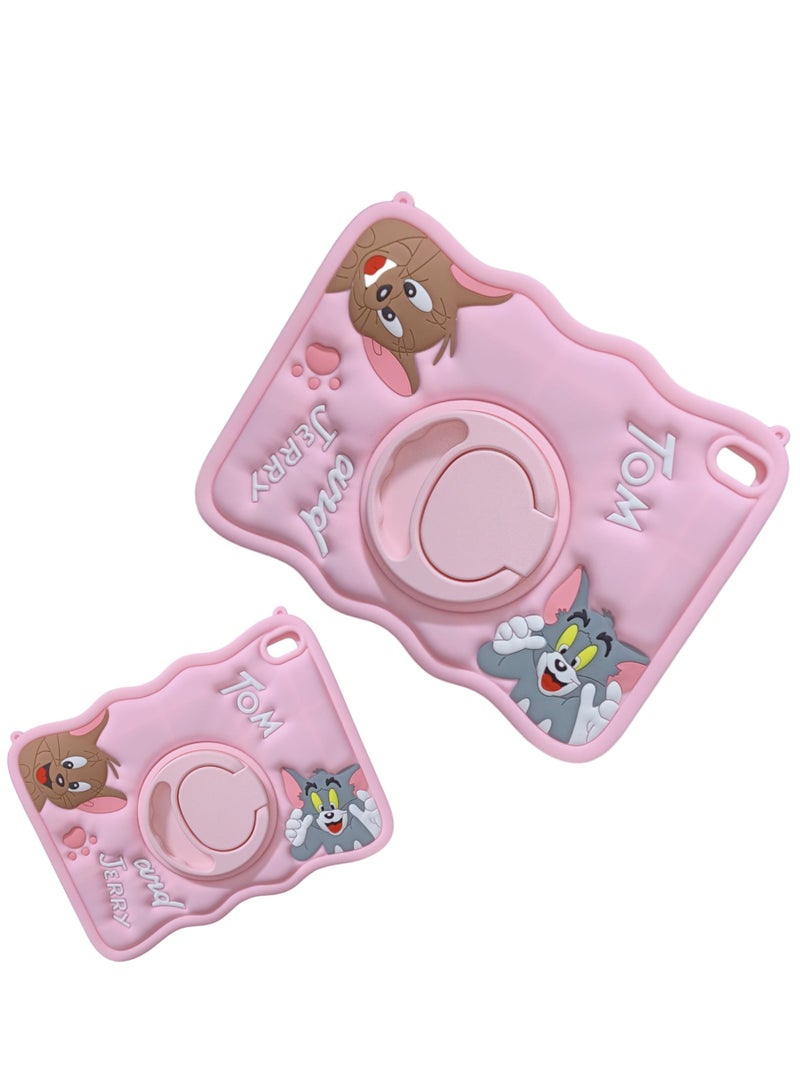 Kid Silica Shockproof Case Cover Tom Jerry Kids Shockproof Case, Silicon Case Rotatable 360° iPad 10th Generation Case 2022 Cute Cartoon Silicone Cover Stylish Fashion Unique Design with Rotating Kickstand iPad 10.9” NEW - Image 5