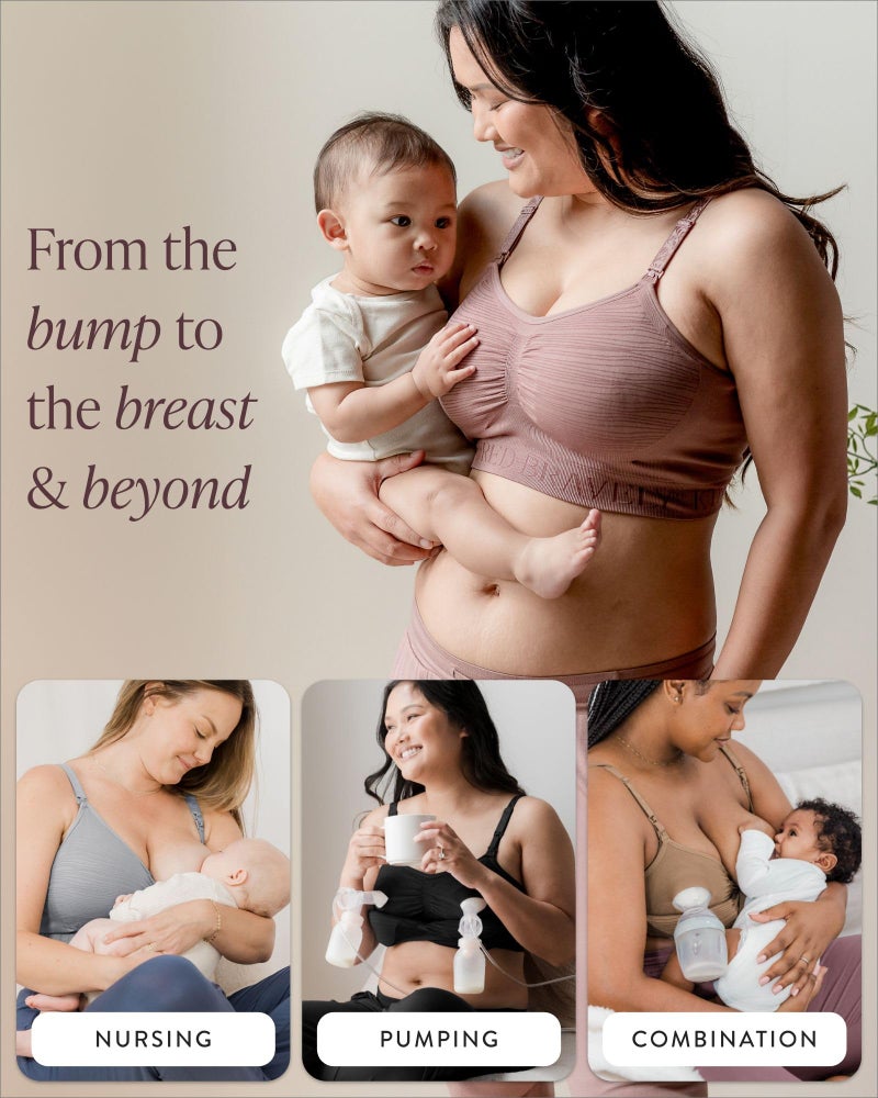 كيندرد بريفلي Sublime Hands-Free Pumping and Nursing Wireless Bra, Seamless  Comfortable for E, F, G Cup (Grey, Large-Busty) - Image 2