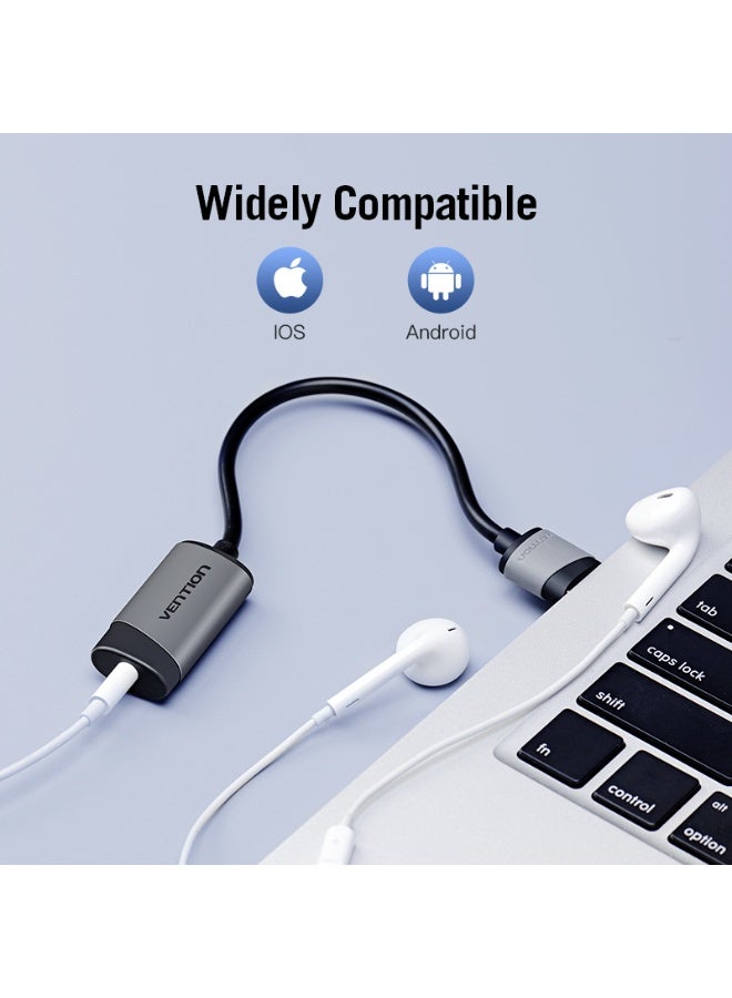 VENTION USB External Sound Card 0.15M Gray Metal Type(OMTP-CTIA) Model # CDJHB - Image 3