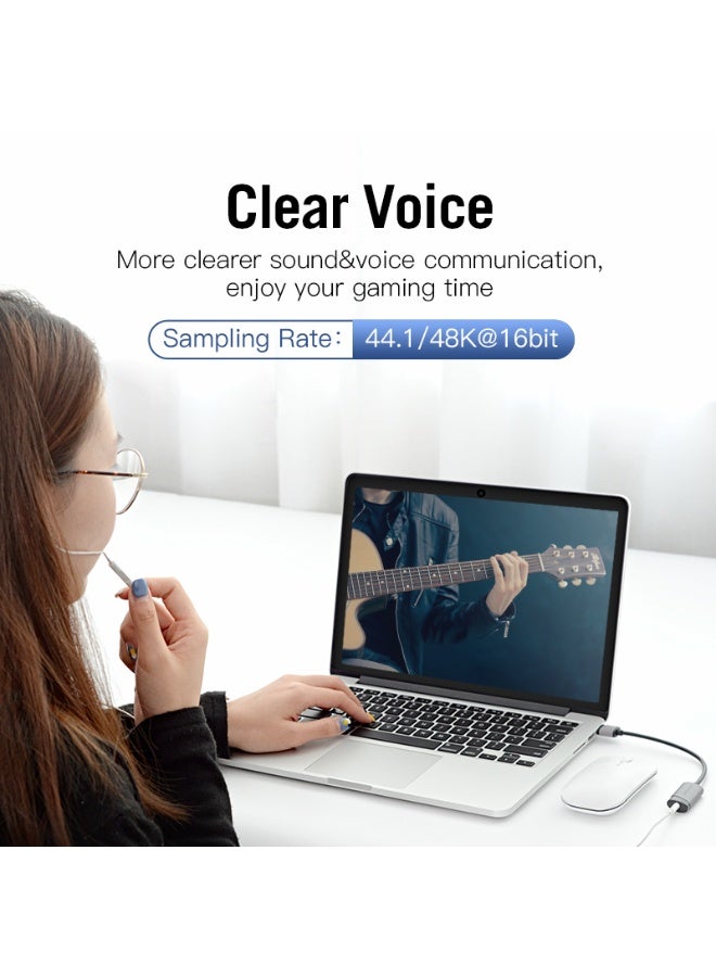 VENTION USB External Sound Card 0.15M Gray Metal Type(OMTP-CTIA) Model # CDJHB - Image 4