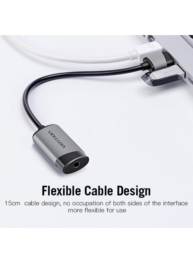 VENTION USB External Sound Card 0.15M Gray Metal Type(OMTP-CTIA) Model # CDJHB - Image 2