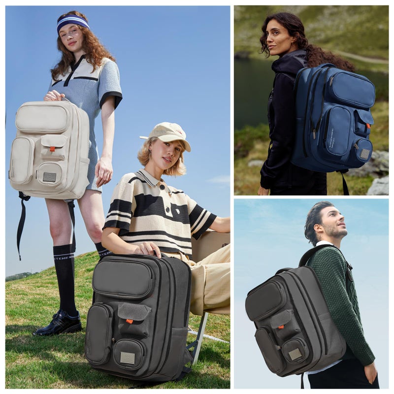mixi Large Capacity Expandable Travel Backpack for Women & Men 15.6'' Laptop Carry On Weekender Bag Outdoor Hiking with Multifunction Pockets 180Â° Open Water Resistant 18 Inch 28L, Moonlight White - Image 2