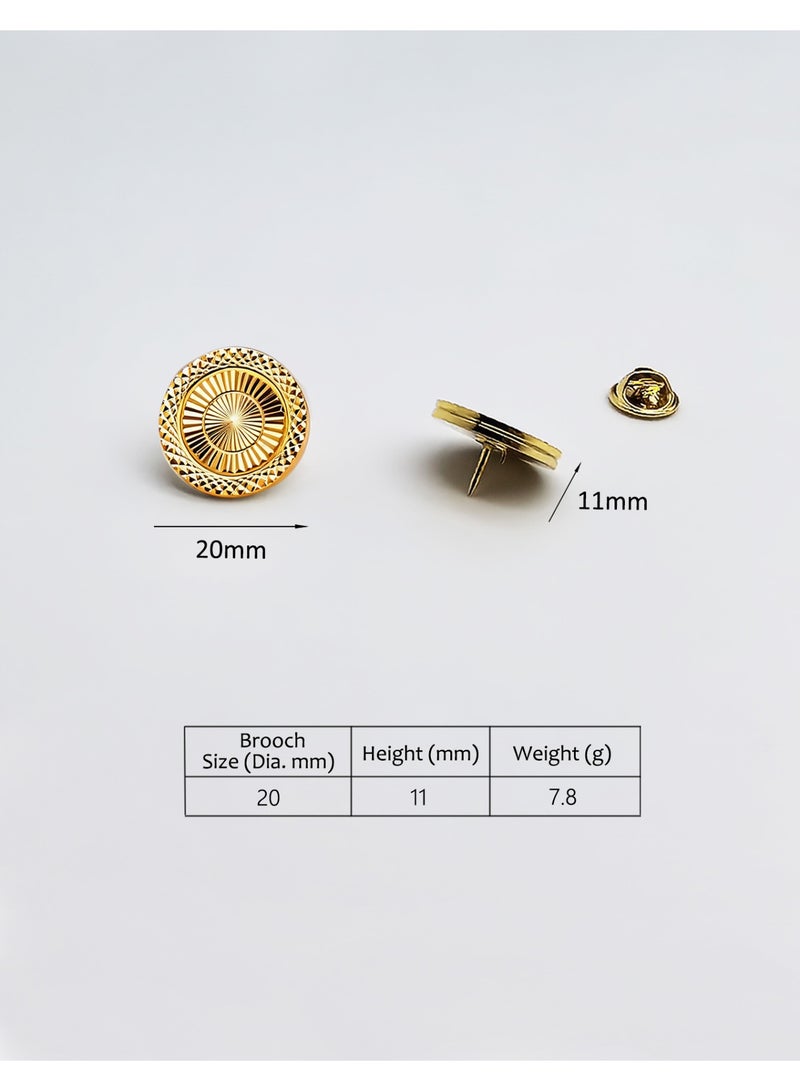 HomeNoor Classic Sunburst Brooch, Engraved Round Lapel Pin, Premium Suit Accessory for Business, Wedding, Formal & Casual Wear, Perfect Gift for Men & Women - Image 2