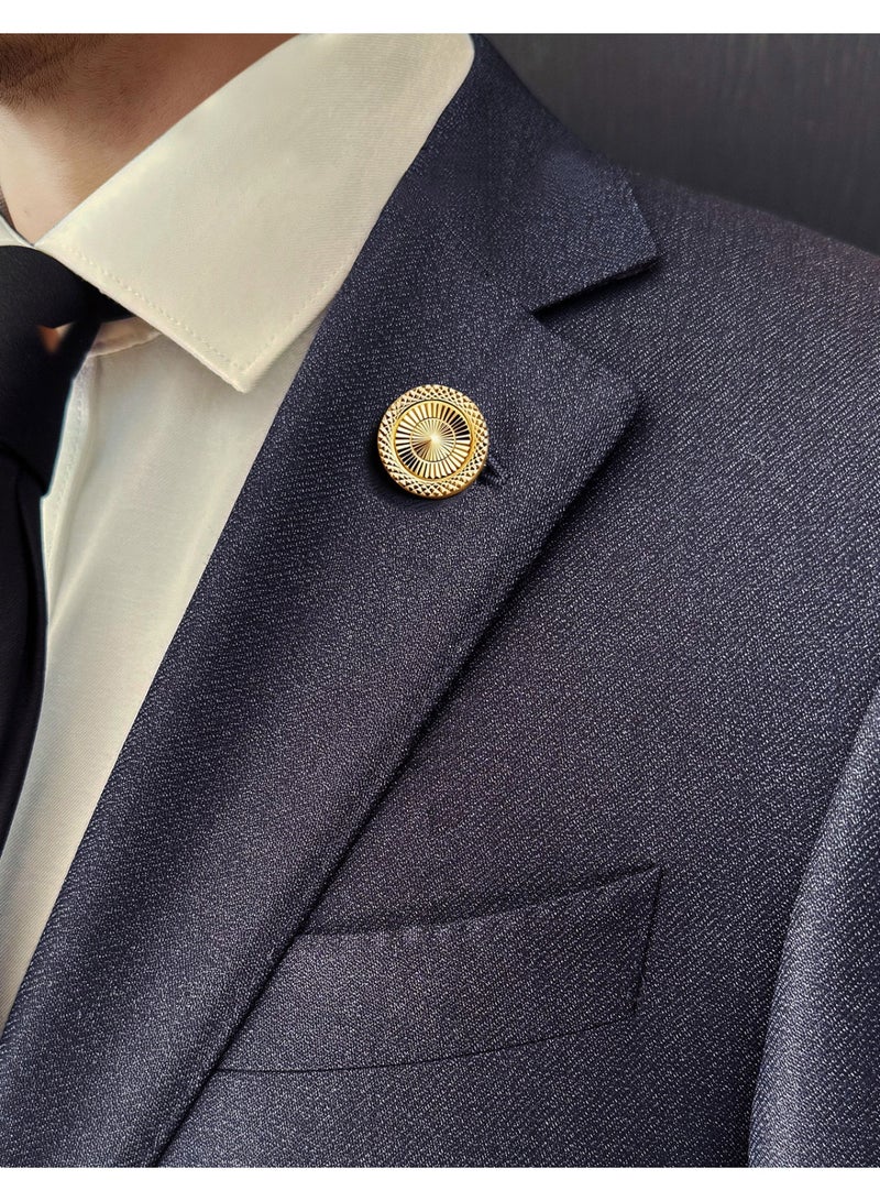 HomeNoor Classic Sunburst Brooch, Engraved Round Lapel Pin, Premium Suit Accessory for Business, Wedding, Formal & Casual Wear, Perfect Gift for Men & Women - Image 1