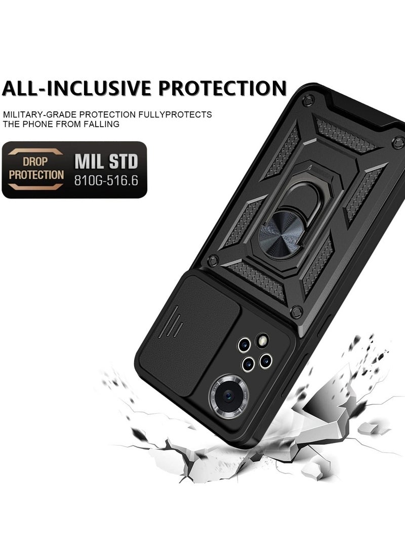 جراب حمايه مقاوم للصدمات وحمايه للكاميرا مزود بدبله معدنيه سي دي متوافق مع Honor 50 / Nova 9  (اسود) - Image 3