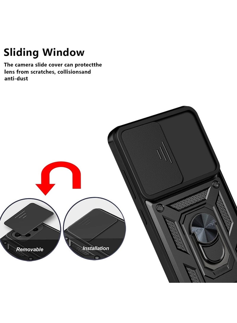 جراب حمايه مقاوم للصدمات وحمايه للكاميرا مزود بدبله معدنيه سي دي متوافق مع Honor 50 / Nova 9  (اسود) - Image 5