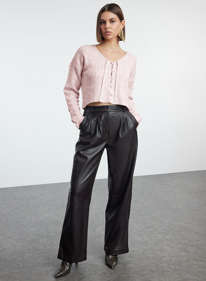 trendyol Pink Button Detailed Soft Textured Lacing Detailed Knitwear Cardigan - Image 2
