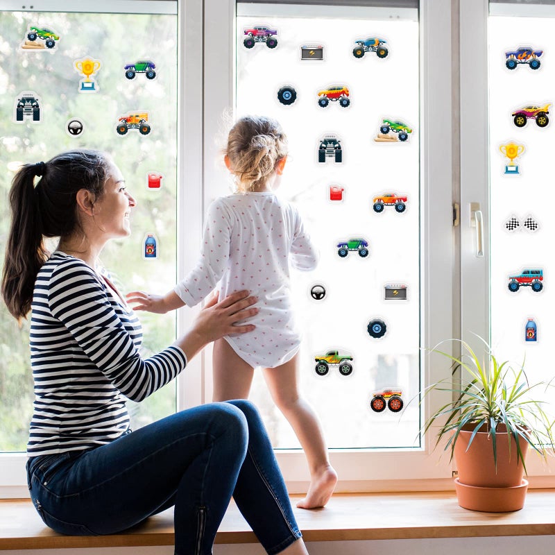 Tevxj 20 PCS Truck Thick Gel Clings Truck Window Gel Clings Decals Stickers for Kids Toddlers and Adults Home Airplane Classroom Nursery Transportation Party Supplies Decorations Removable and Reusable - Image 5