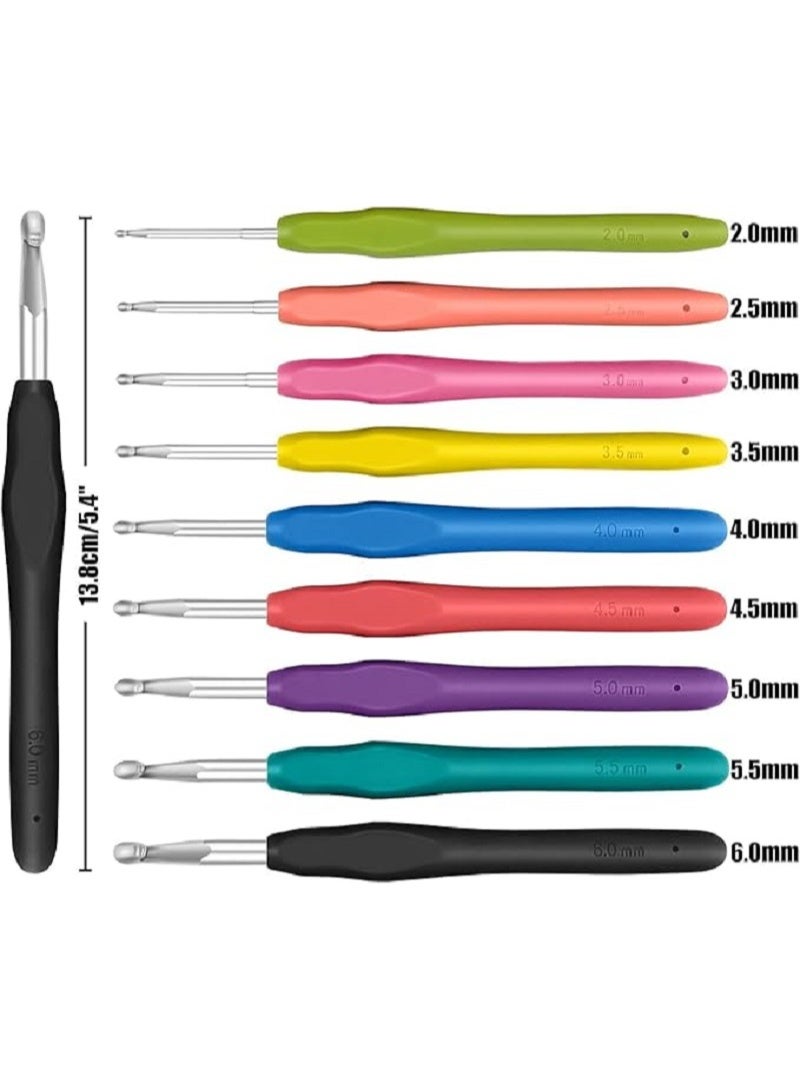 Crochet Hooks Set - 9 Pcs  for All Skill Levels, Aluminum Crochet Hooks with Ergonomic Handle, Lightweight and Easy to Use, for Women (Multicolor) - Image 3