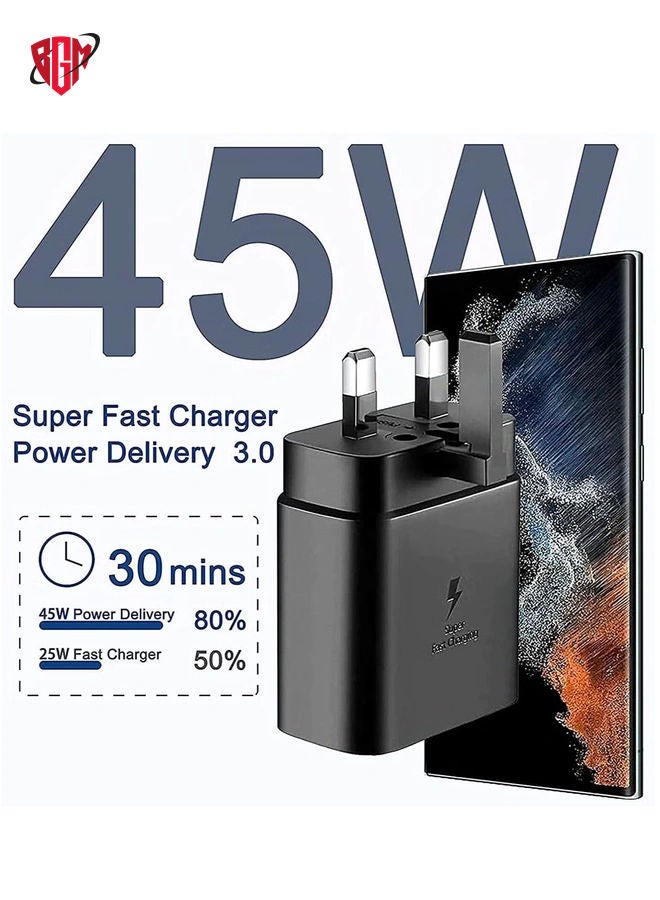 BGM Travel Adaptor (45W with USB type C Cable) Black - Image 2