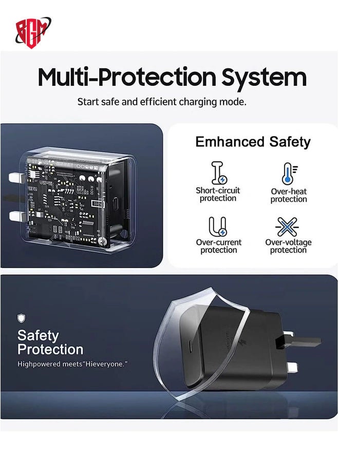 BGM Travel Adaptor (45W with USB type C Cable) Black - Image 3