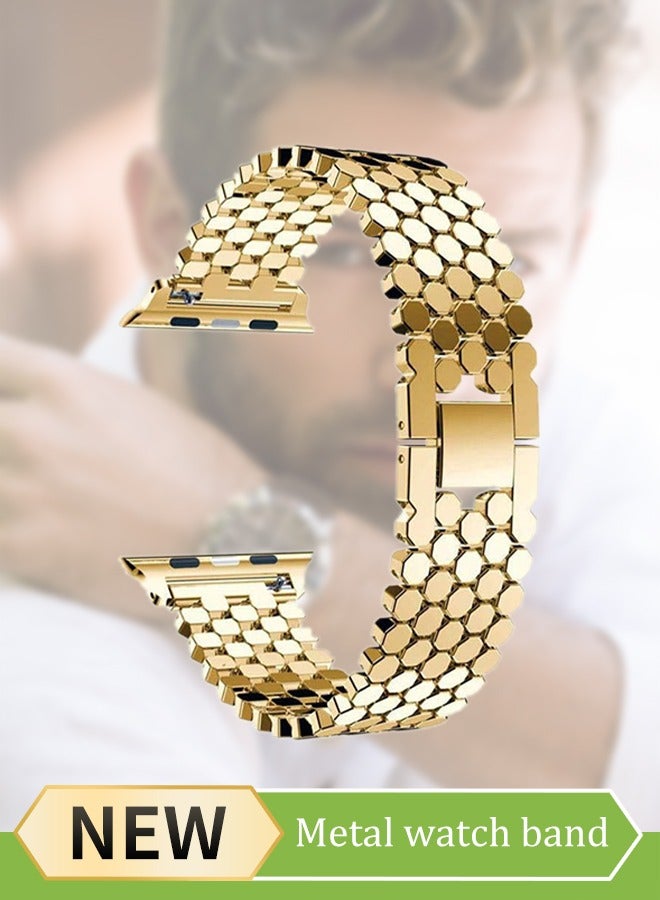 Slim Metal Strap Compatible with Apple Watch Straps 42/44/45/46/49mm Stainless Steel Thin Stainless Steel Thin Apple Watch Strap Replacement Series  - Image 1