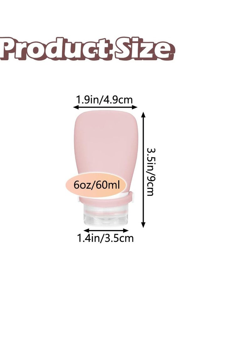 Hanayo 4 Pack Travel Bottles Leak Proof 60ml Silicone Squeezable Travel Shampoo Bottles Refillable Toiletry Cosmetic Container Portable Travel Bottles (White+Grey+Green+Pink) - Image 2