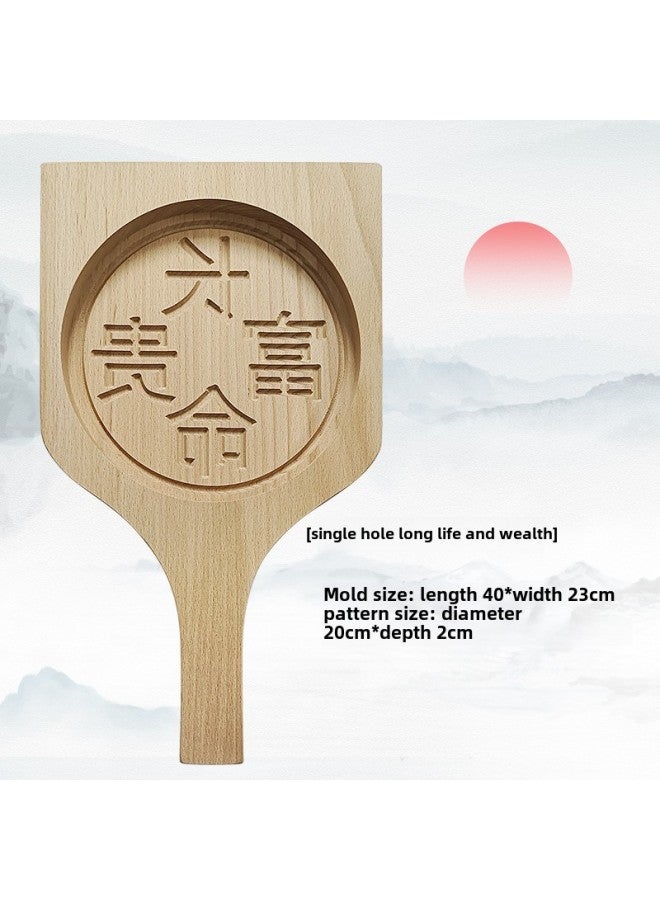 Wooden Moon Cake Mould Longevity Turtle Impression Glutinous Rice Cake Mould Wooden Rice Cake Impression Steamed Bread Mung Bean Cake Pumpkin Cake Impression-Color:Single-hole Long-life Wealth  - Image 1