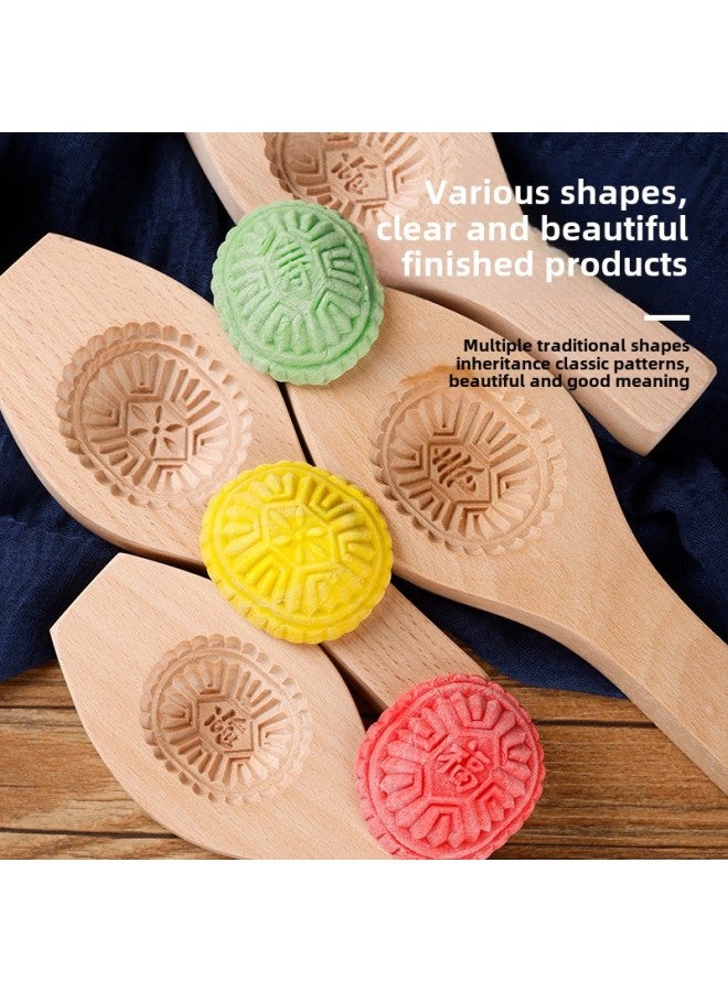 Wooden Moon Cake Mould Longevity Turtle Impression Glutinous Rice Cake Mould Wooden Rice Cake Impression Steamed Bread Mung Bean Cake Pumpkin Cake Impression-Color:Single-hole Long-life Wealth  - Image 4