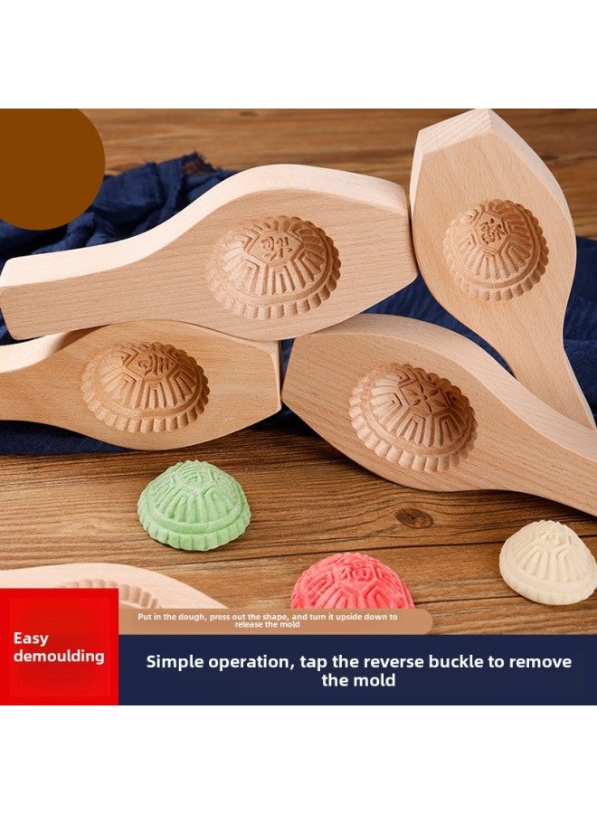 Wooden Moon Cake Mould Longevity Turtle Impression Glutinous Rice Cake Mould Wooden Rice Cake Impression Steamed Bread Mung Bean Cake Pumpkin Cake Impression-Color:Single-hole Long-life Wealth  - Image 3