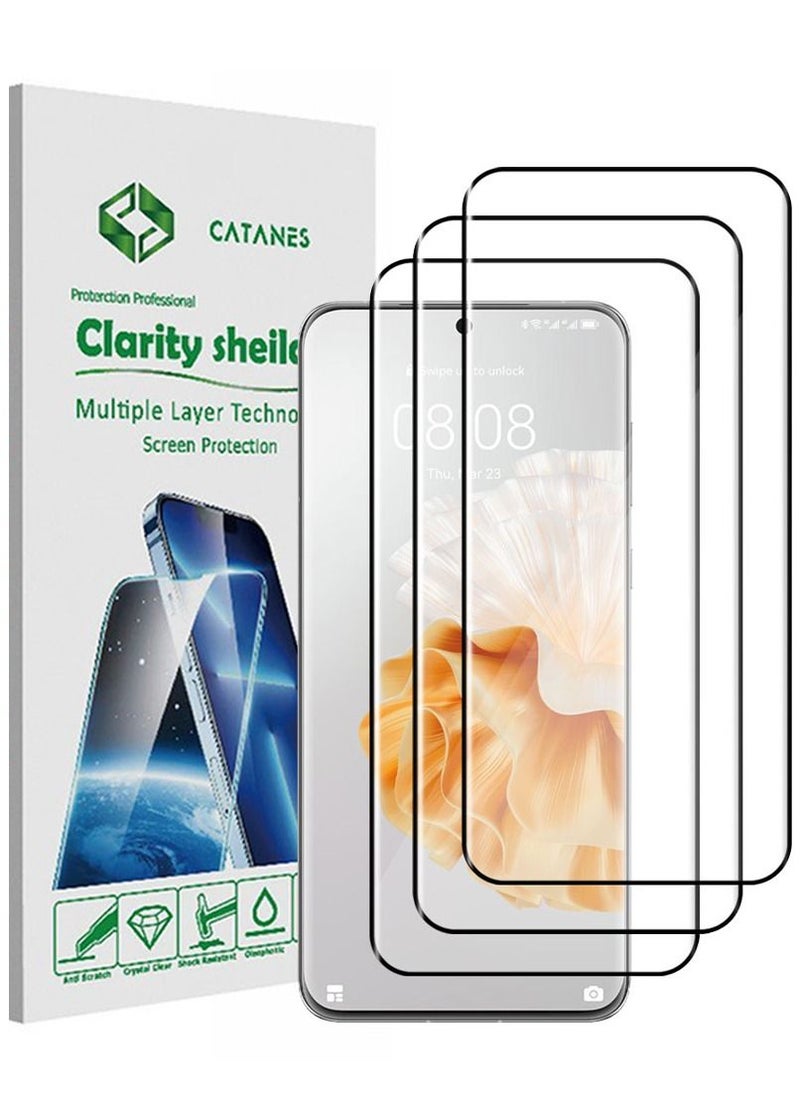 CATANES 3 Pack For Huawei P60 Pro Huawei P60 Screen Protector Tempered Glass Full Glue Back  - Image 1