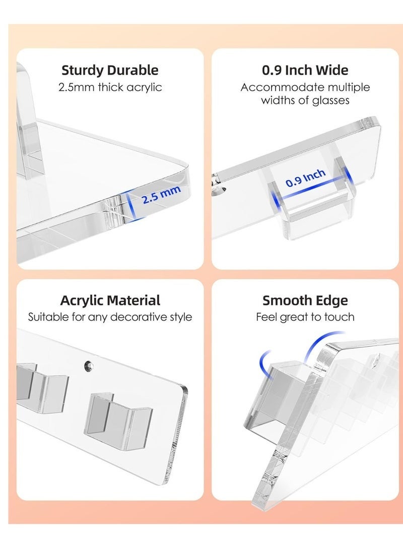 يلا جوي حامل نظارات شمسية مكون من قطعتين، حامل نظارات مثبت على الحائط، رف عرض من الأكريليك الشفاف مزود بـ 14 فتحة، مثالي للتخزين في المنزل والمكتب (شفاف). - Image 5