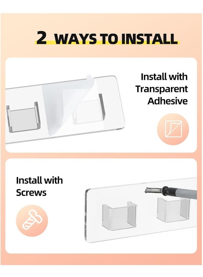 يلا جوي حامل نظارات شمسية مكون من قطعتين، حامل نظارات مثبت على الحائط، رف عرض من الأكريليك الشفاف مزود بـ 14 فتحة، مثالي للتخزين في المنزل والمكتب (شفاف). - Image 4