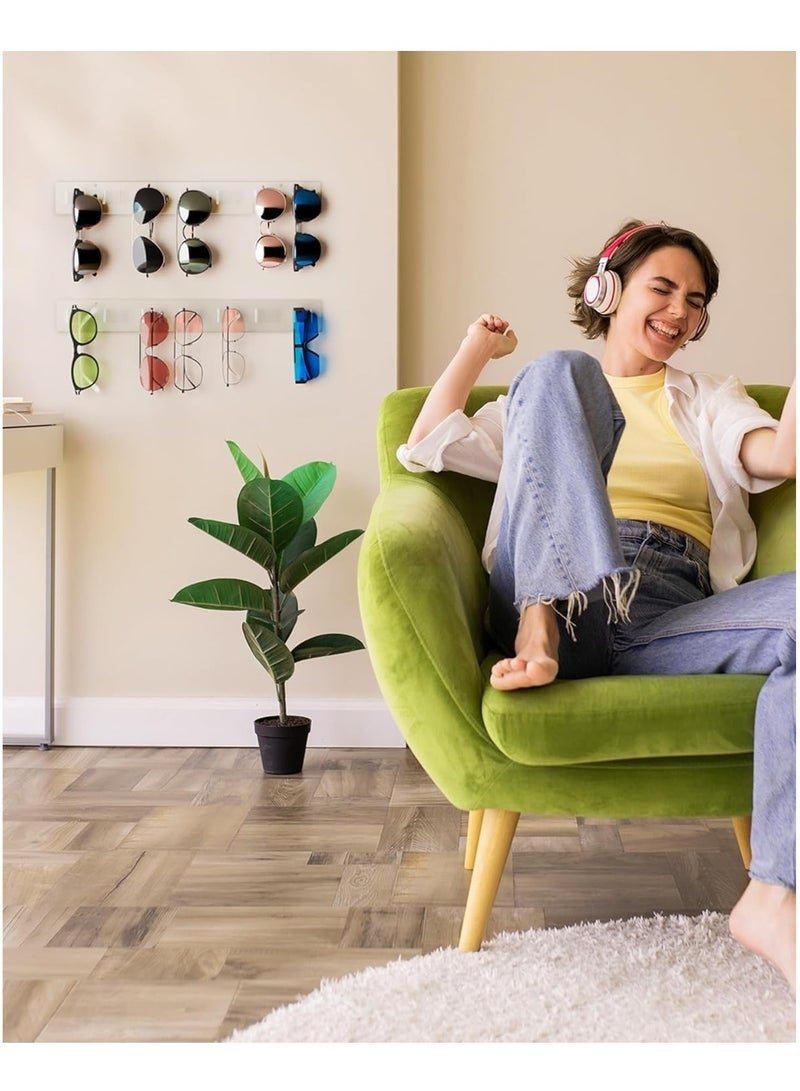 يلا جوي حامل نظارات شمسية مكون من قطعتين، حامل نظارات مثبت على الحائط، رف عرض من الأكريليك الشفاف مزود بـ 14 فتحة، مثالي للتخزين في المنزل والمكتب (شفاف). - Image 3