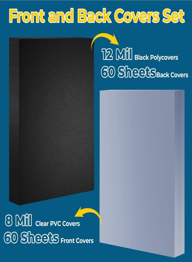 StyEdEk 120 Pcs Binding Covers and Backs Set, 8.5x11 Inch, Letter Size 60 Pcs 8mil Clear PVC, 60 Pcs 12mil Sand Plastic Texture - Image 3