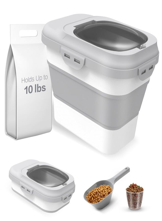 ANVS Dog Food Storage Container - Collapsible Dog Food Container with Airtight Lids, and Scoop,Dry Food For Dog, Cat and Other Pet Food (Grey, 10 lbs) - Image 1