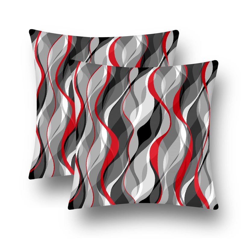 weesire Black and Red Grey Throw Pillow Covers Set of 2 Modern Geometric Lines Cushion Covers for Living Room Sofa Accent Home Decor Abstract Art Decorative Pillowcases Outdoor Pillows Covers 18x18 White - Image 2